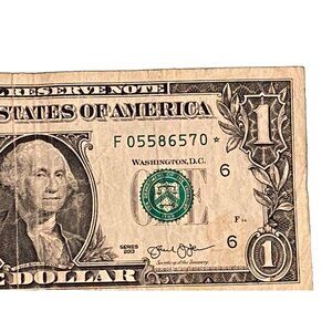 F Star Note One Dollar Bill F05586570*  3.2M Contains 1 Triple 1 Pair Low Rare